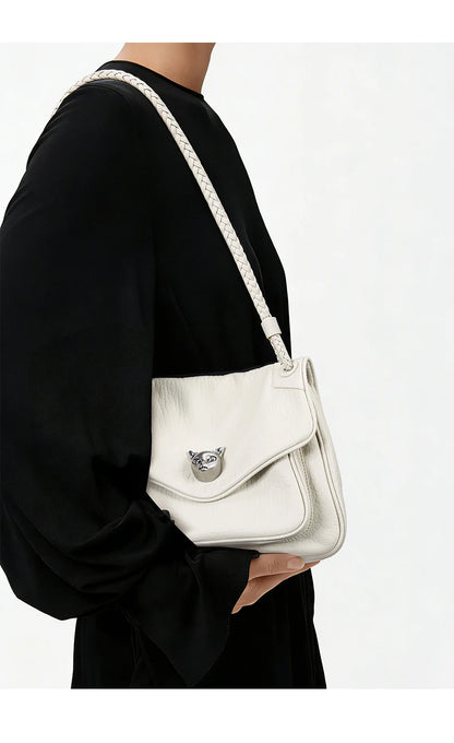 BAFELLI Chained Genuine Leather Satchel Bag