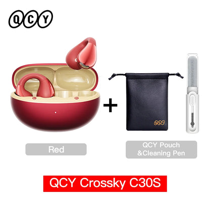 QCY Crossky C30S Wireless Earphones - Hi-Res LDAC Open Ear Clip-On Bluetooth 6.0 Sports Headphones with 40H Battery Life