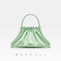 BAFELLI Ruched Genuine Leather Tote Bag