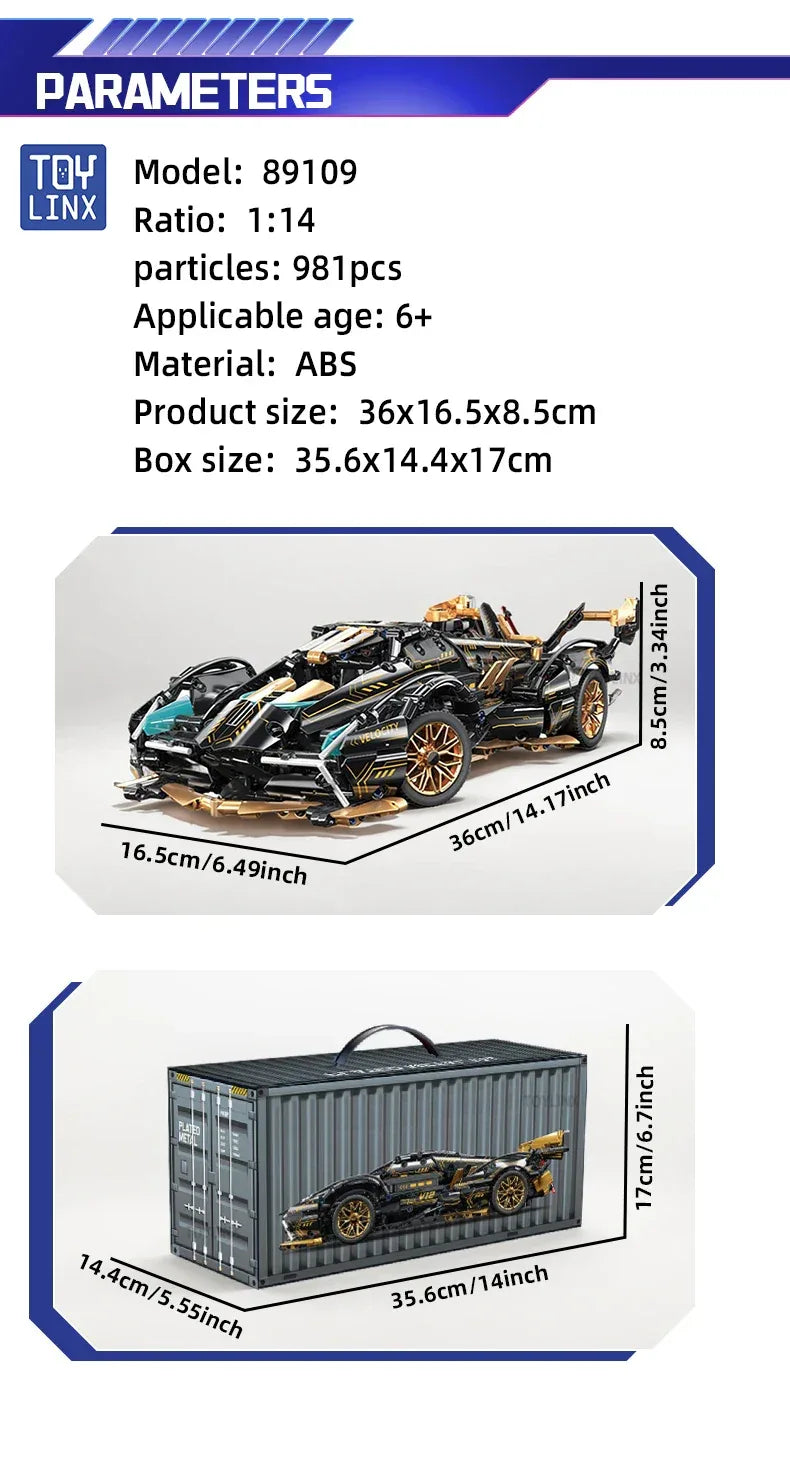 TOYLINX 1:14 Supercar Building Block Toy - ShopHub