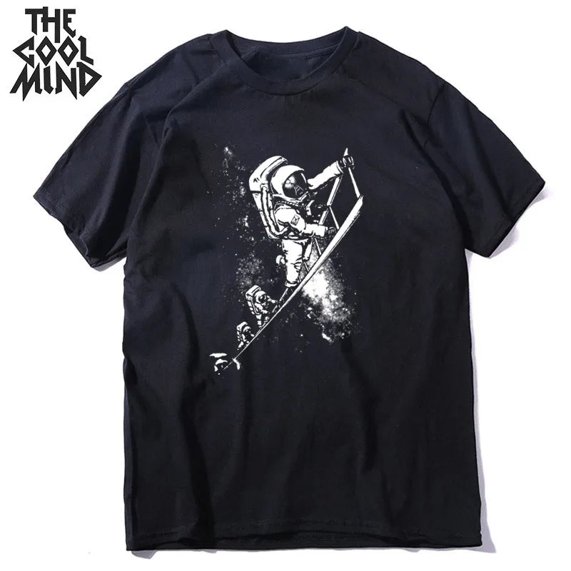 COOLMIND Space & Moon Graphic Cotton T-Shirt | Men's Relaxed Style