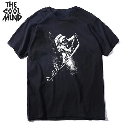COOLMIND Space & Moon Graphic Cotton T-Shirt | Men's Relaxed Style