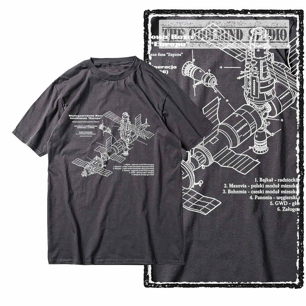 COOLMIND Z1149 Space Station Graphic Cotton Tee