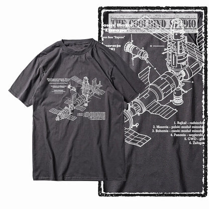 COOLMIND Z1149 Space Station Graphic Cotton Tee