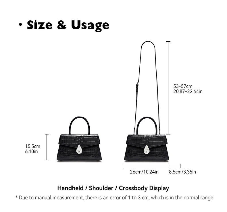 BAFELLI Crocodile-Pattern Leather Shoulder Bag