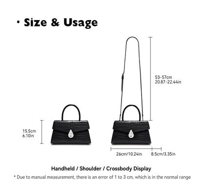 BAFELLI Crocodile-Pattern Leather Shoulder Bag