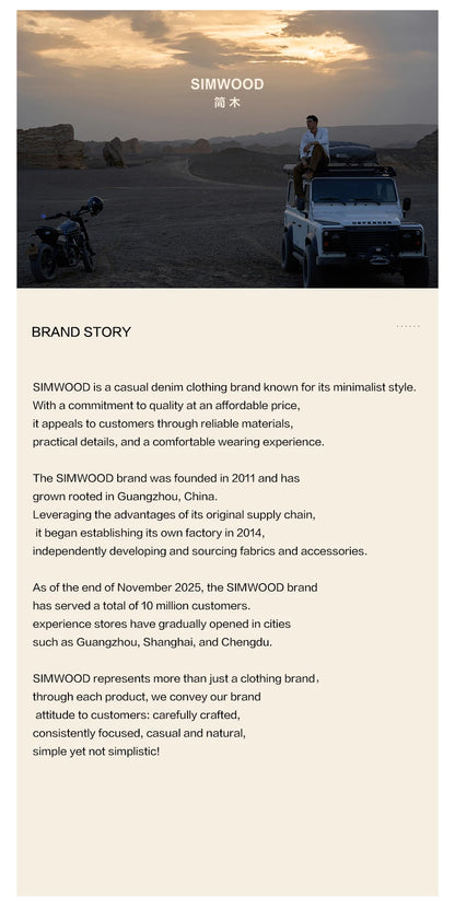 SIMWOOD 2026 Spring New Baggy Fit 11.3oz  Cotton Fabric Jeans Men Plus Size Casual Denim Chinos Pants