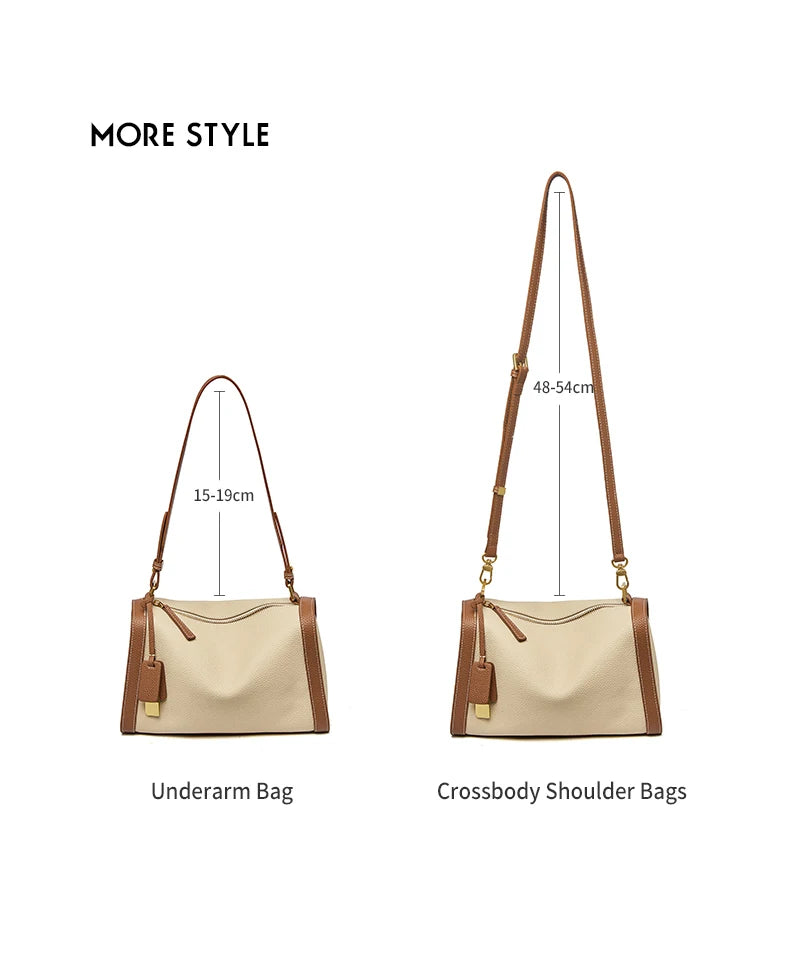 Women's Cowhide Leather Shoulder Bag Vintage Soft Messenger Handbag Fashion Crossbody Bags Female Underarm Bag DF900083S