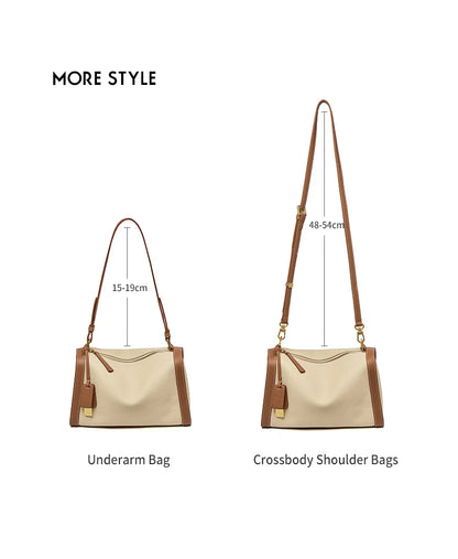 Women's Cowhide Leather Shoulder Bag Vintage Soft Messenger Handbag Fashion Crossbody Bags Female Underarm Bag DF900083S