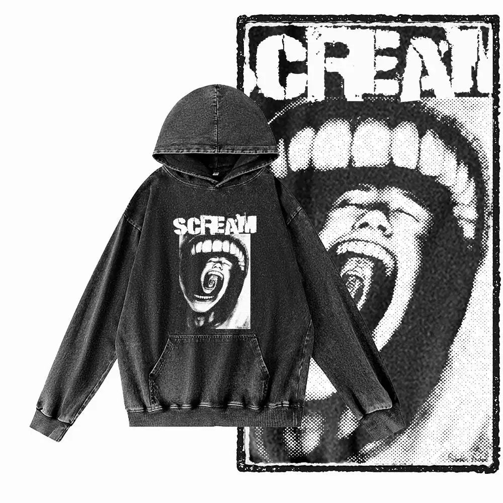COOLMIND G20 Acid-Washed Black Graphic Hoodie