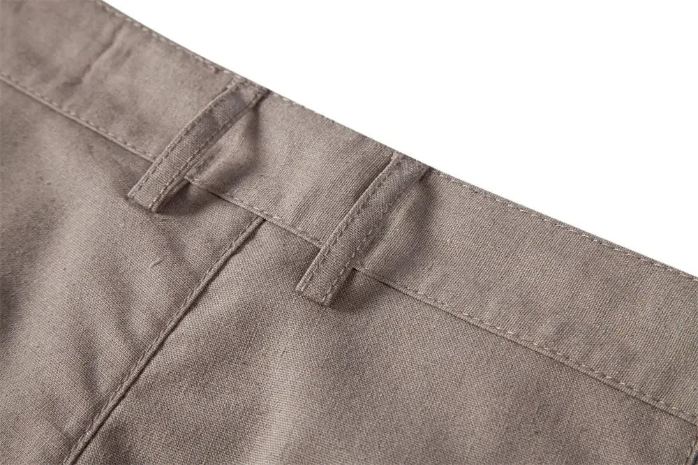 AIOPESON Men's Solid Colour Linen Long Pants - ShopHub