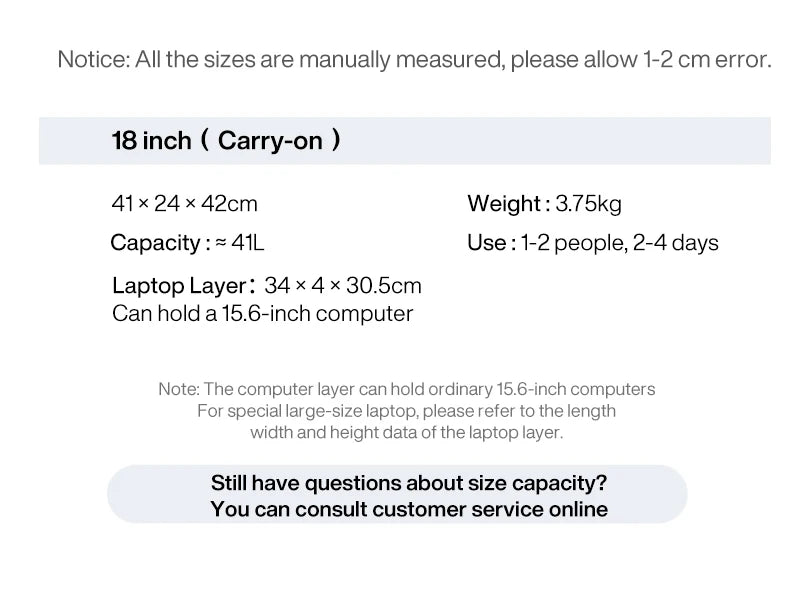 Mixi 18-inch Carry-on Suitcase