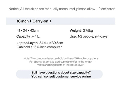 Mixi 18-inch Carry-on Suitcase