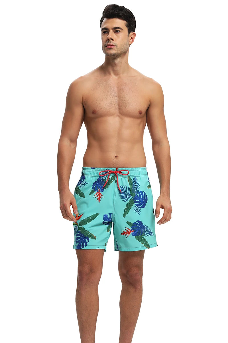 Men's breathable summer boardshorts by ShopHub NZ with quick-dry fabric, mesh liner, side pockets, suitable for gym and running.
