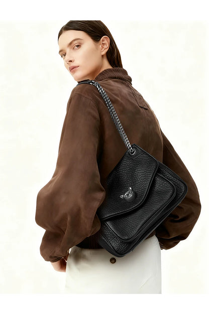 BAFELLI Chained Genuine Leather Satchel Bag