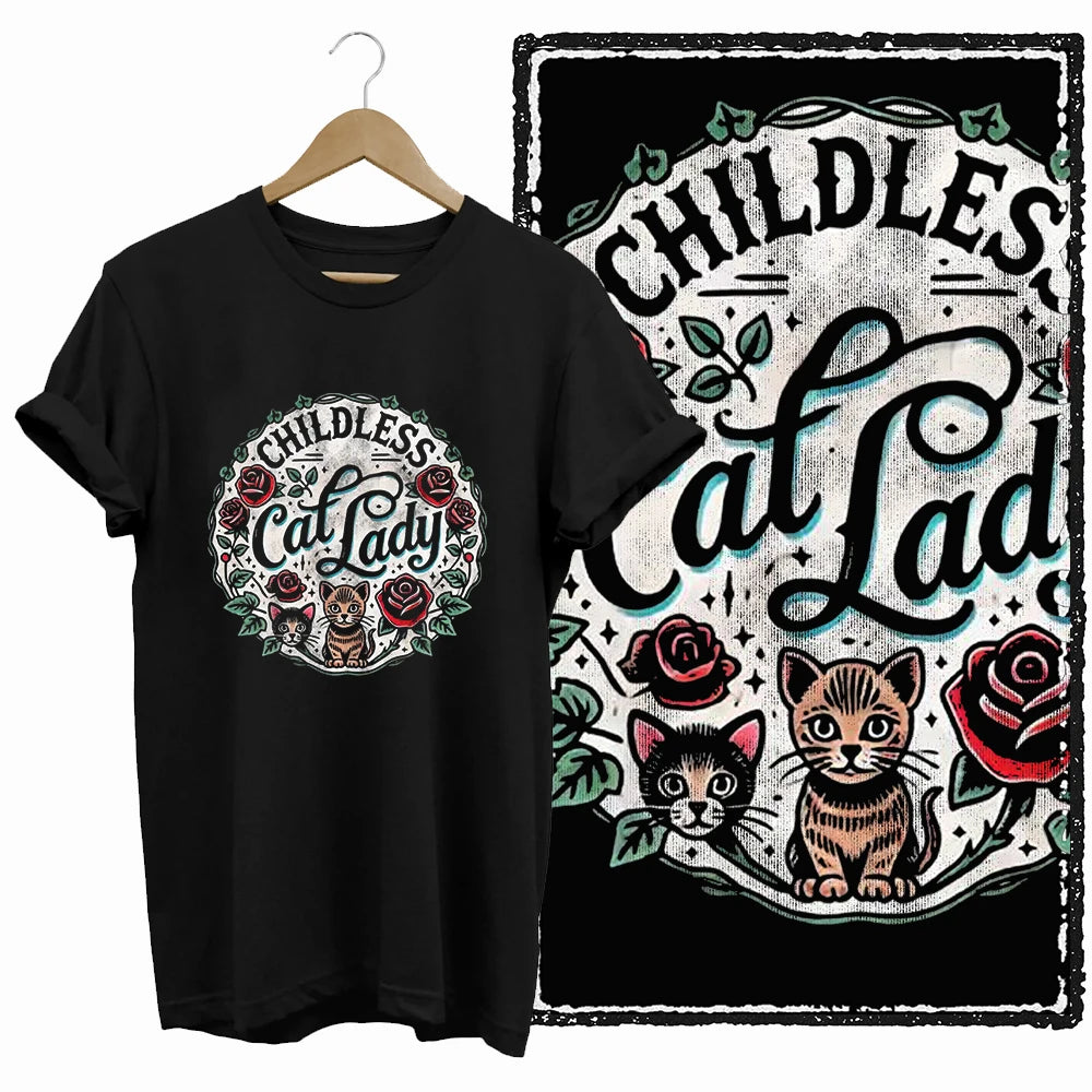 COOLMIND Black Cat Graphic T-Shirt | Women's 50-Design
