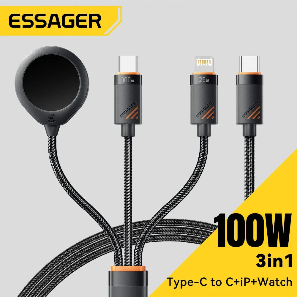 Essager 3 in 1 100W Multi USB C Charging Cable - ShopHub
