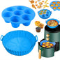 7-Cavity Silicone Air Fryer Set - 2PC Nonstick Cake Mold & Basket Fit 0.92-1.53L