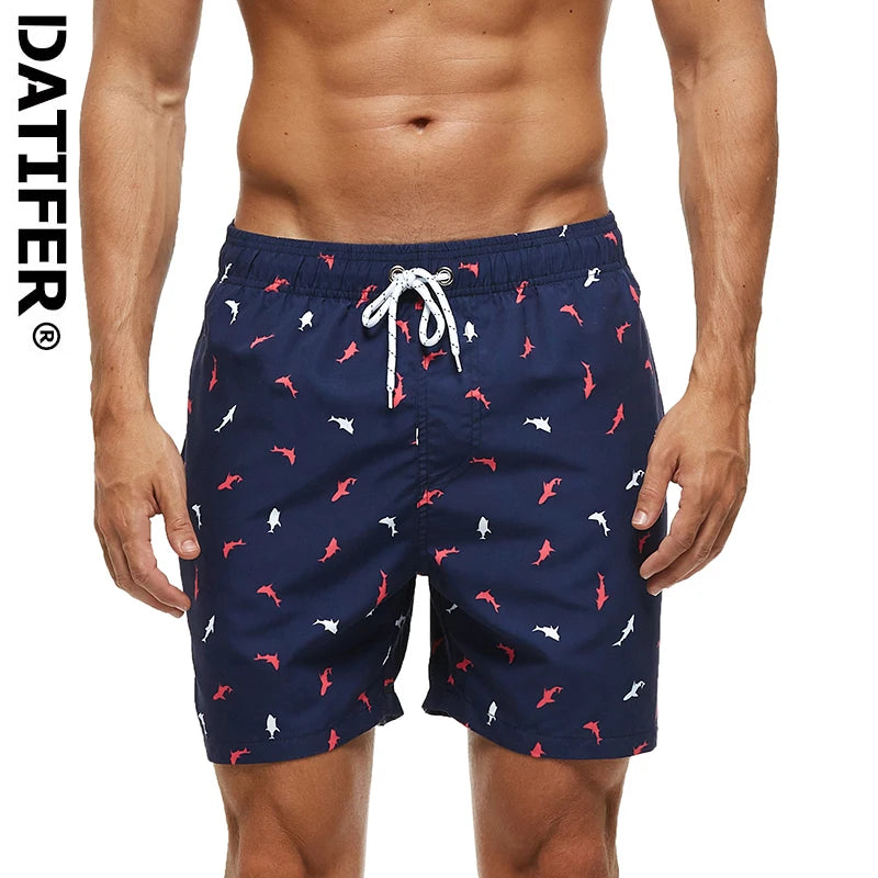Men's summer polyester boardshorts by ShopHub NZ with quick-dry fabric, vibrant print, mesh liner, perfect for beach surfing and gym.