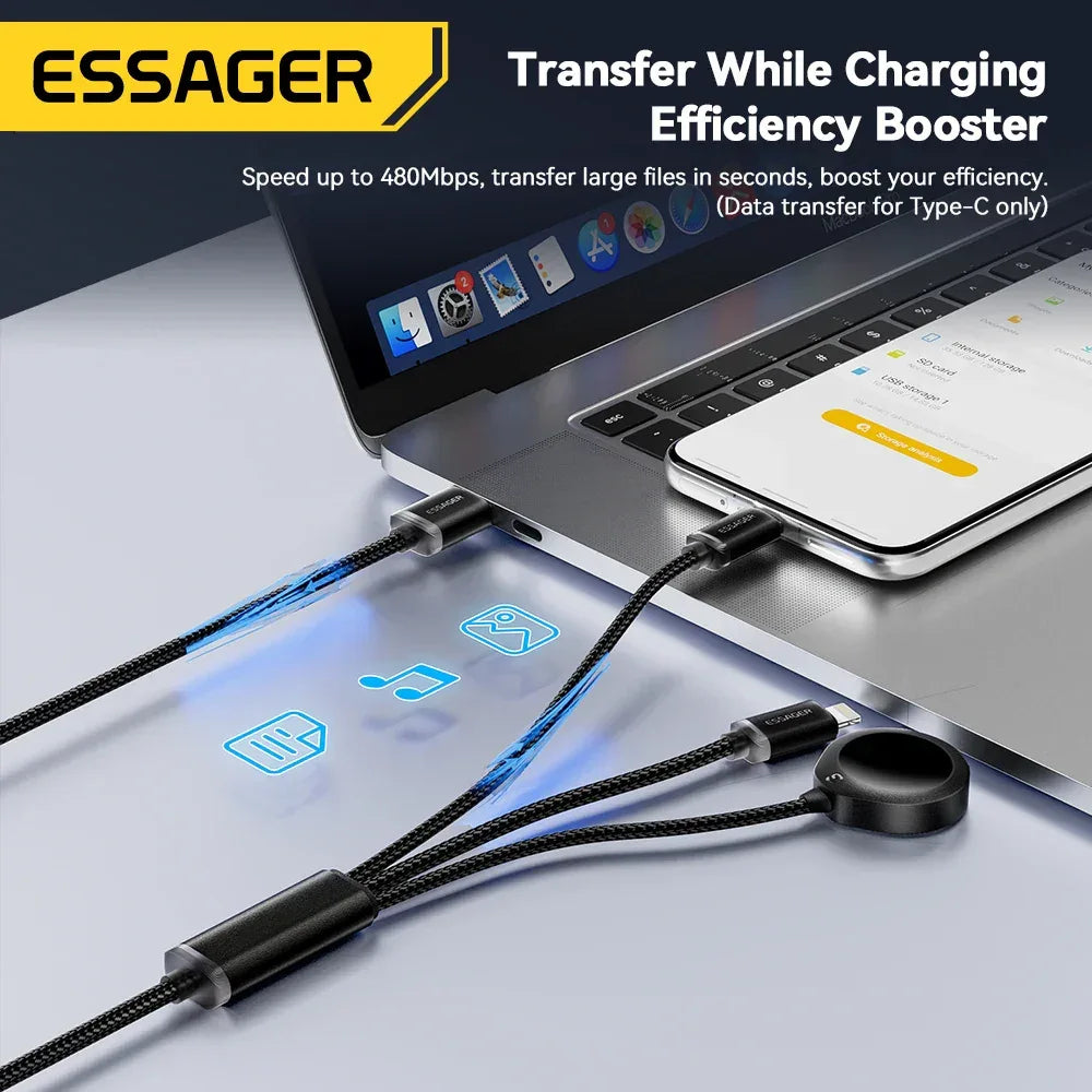 Essager 3 in 1 Multi USB A Charging Data Cable - ShopHub
