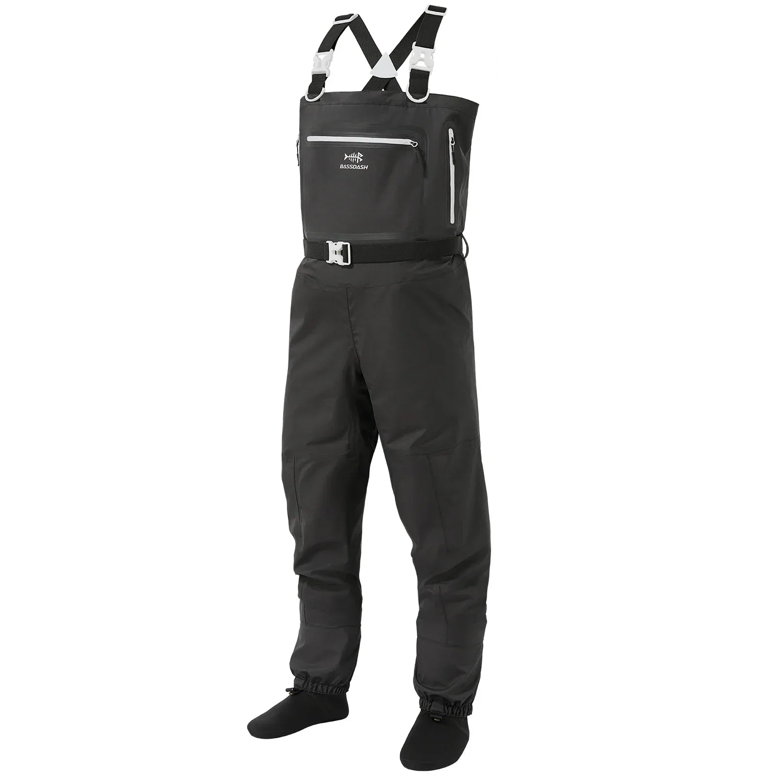 BASSDASH Men’s Lightweight Breathable Waders Black