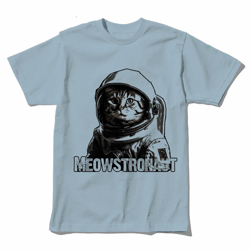 COOLMIND U0012 Astronaut Cat Graphic Cotton Tee