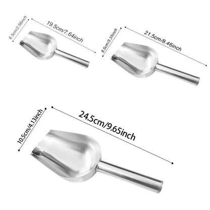 Stainless Steel Ice Shovel - Heavy-Duty Metal Scoop for Pet Food, Ice, Grains, Flour, Rice - Durable & Rustproof