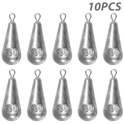 Teardrop Fishing Sinkers – Lead Weights for Bass (10 Sizes) Habicare