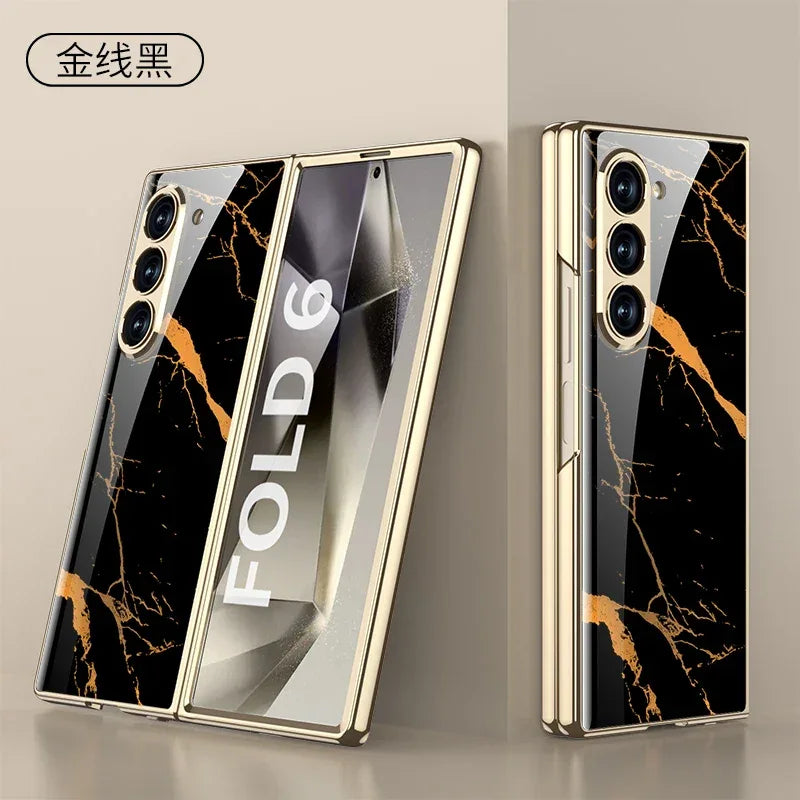 GKK Painted Tempered Glass Case for Samsung Galaxy Z Fold 6 & Galaxy Z Fold 5 Case - ShopHub