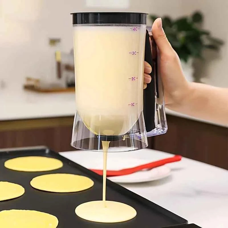 Foldable Batter Dispenser - Pancake/Cupcake/Waffle Batter Separator with 6 Nozzles, Non-Drip Precision Pouring Tool for Baking