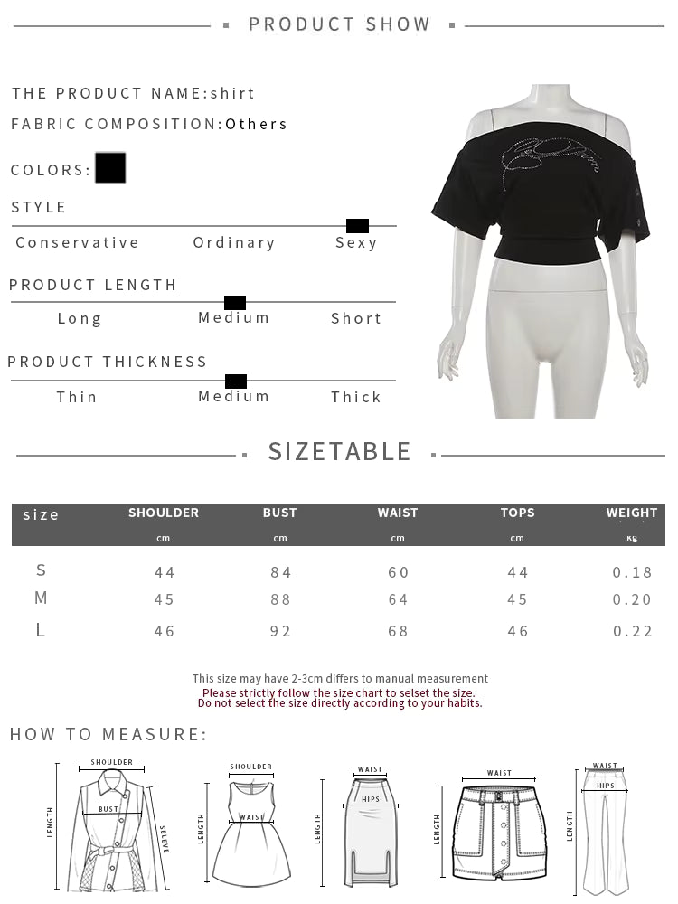 Kliou Rhinestone Decoration T-Shirt