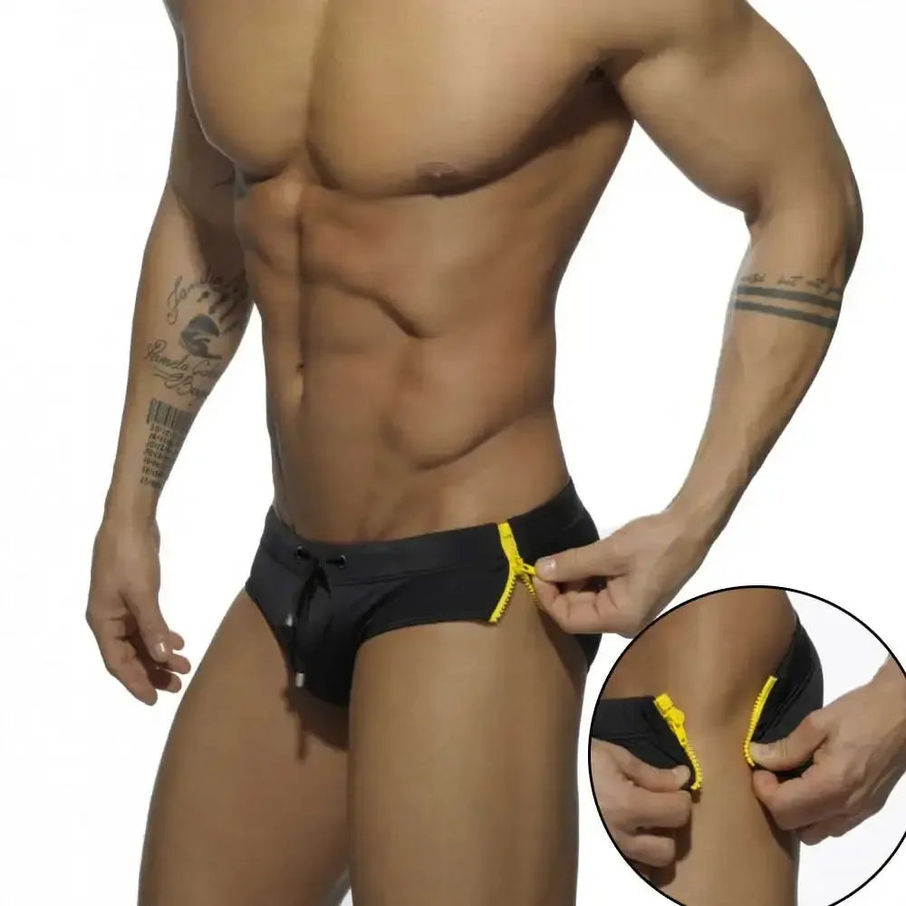 UXH Open Zipper Men's Swim Briefs - ShopHub