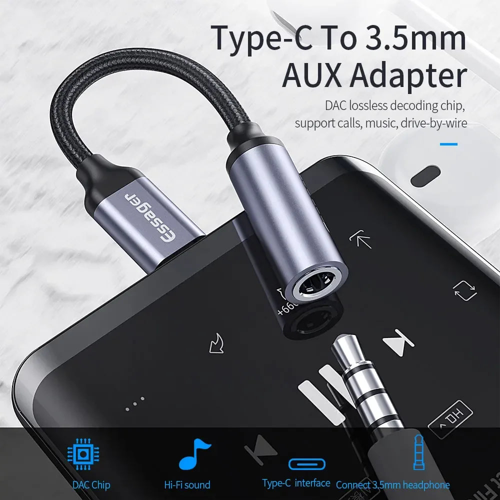 Essager Type-C to 3.5mm Jack Headphone Adapter - ShopHub