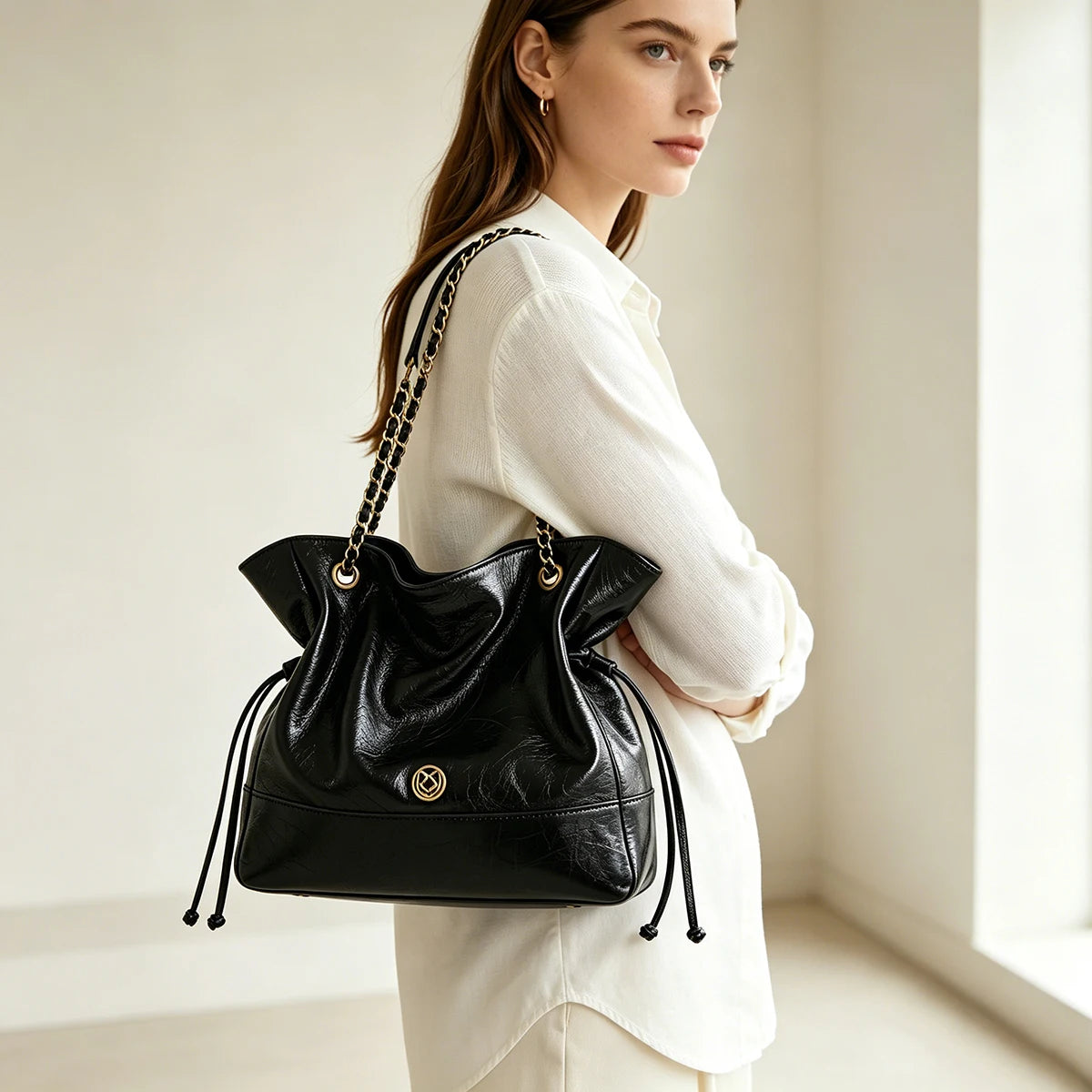 FOXER Luxury Genuine Leather Shoulder Bag