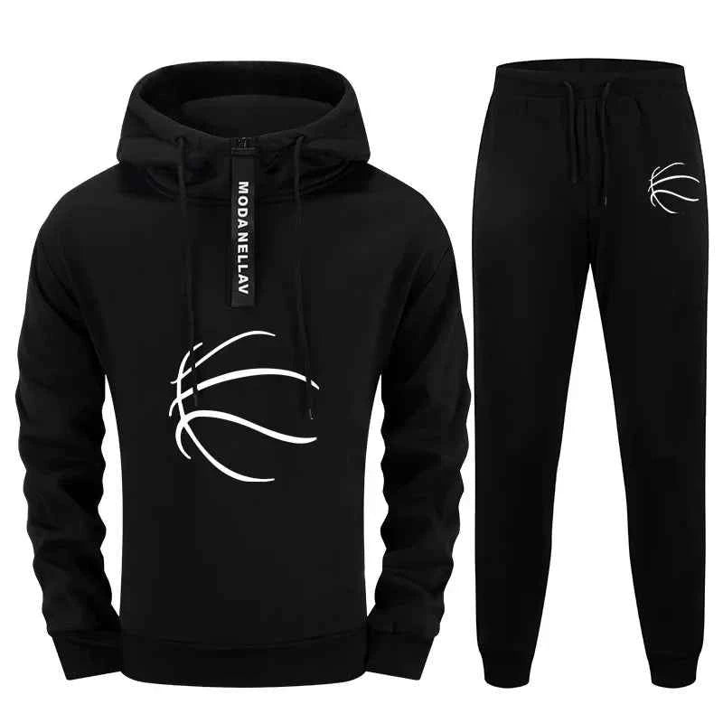 Mens Tracksuit Set - Half Zip Hoodie and Sweatpants for Casual Urban Streetwear