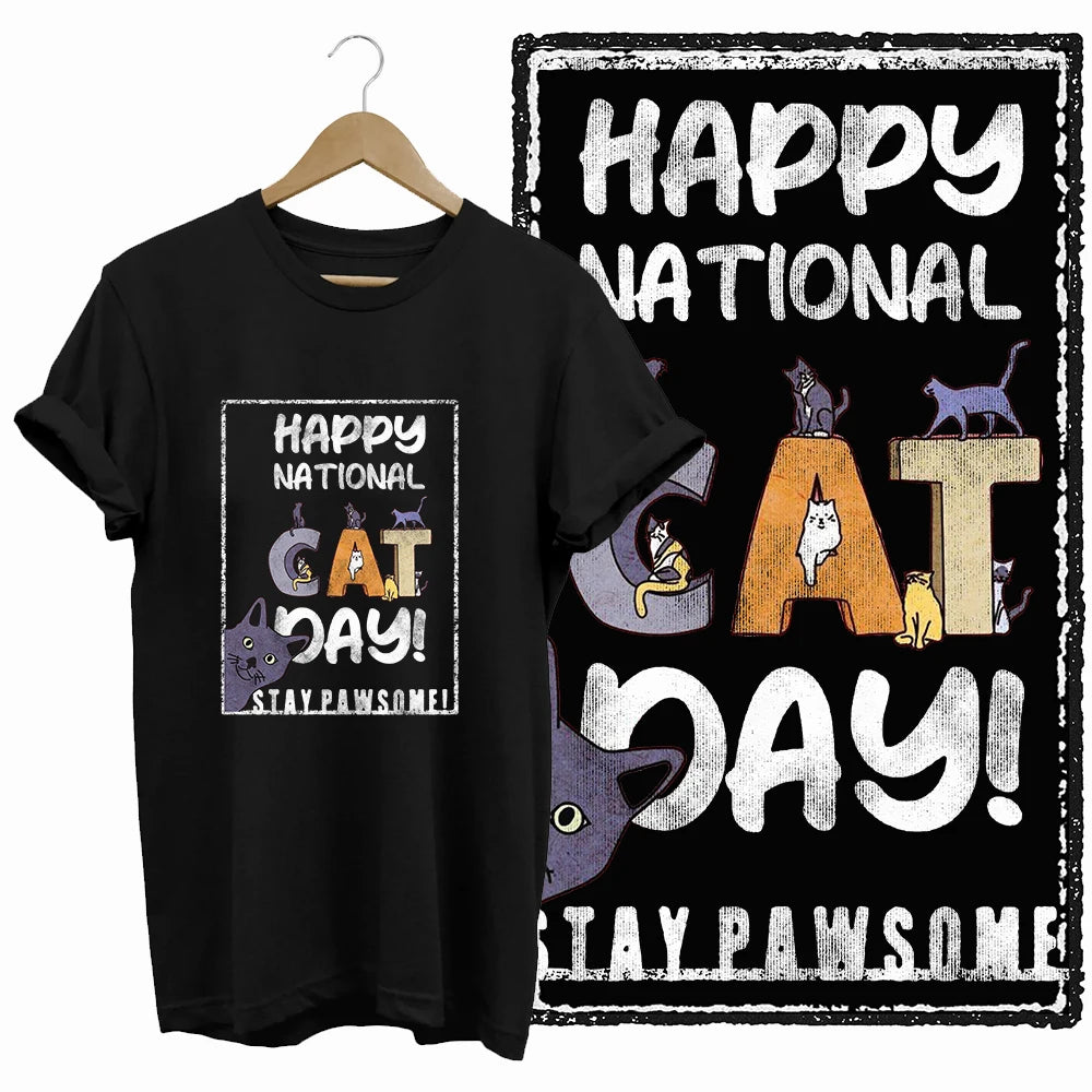 COOLMIND Cat Lover Graphic Cotton T-Shirt | Women's Relaxed Fit