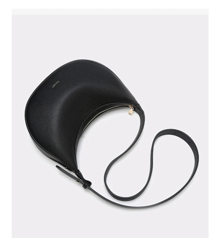 FOXER Women's Shoulder Bag PU Leather New Lady Crescent Underarm Bag Fashion Minimalist Crossbody Bag for Daily Casual Outfit