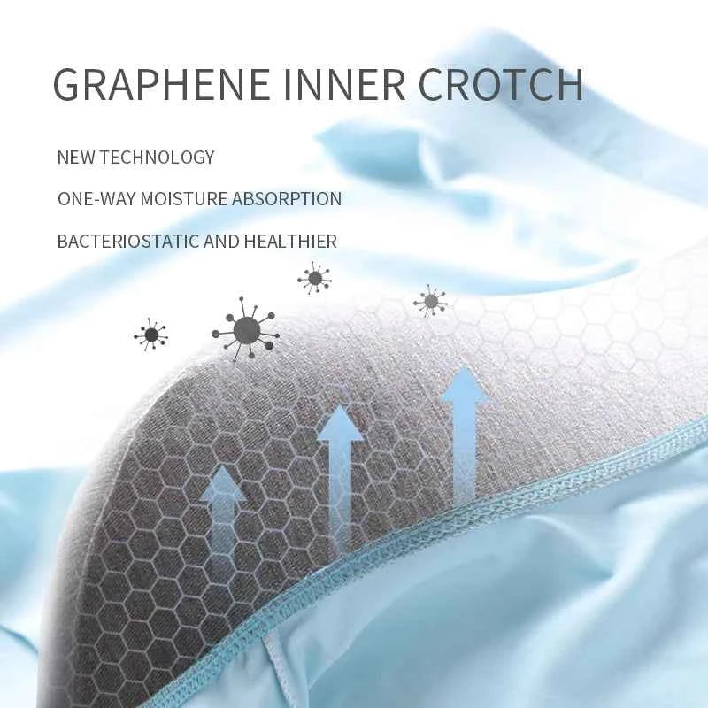 MiiOW 4Pcs Breathable Men Boxer Shorts Graphene Antibacterial Underwear Ice Silk Soft Man Boxershorts Seamless Male Panties 5XL