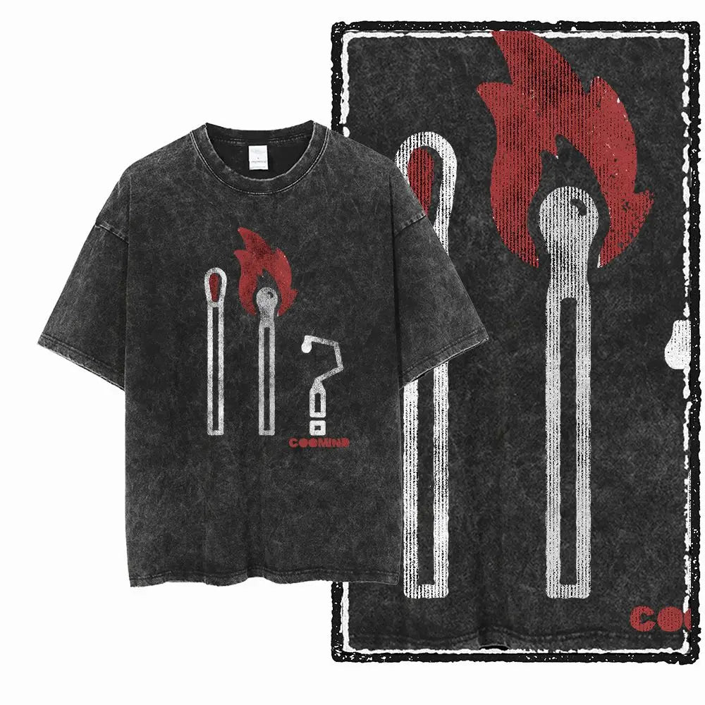 G22 Exclusive Vintage Streetwear Cotton Men's COOLMIND Graphic T-shirt | Acid Washed Big Size Cool O-neck Men's Tee Tshirt