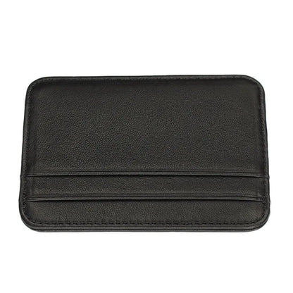 Genuine Leather Card Holder Slim Business Card ID Holder Credit Card Case Thin Small Wallet for Men Cardholder Sticker Black