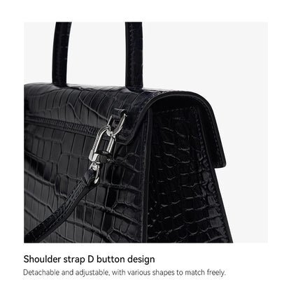 BAFELLI Crocodile-Pattern Leather Shoulder Bag