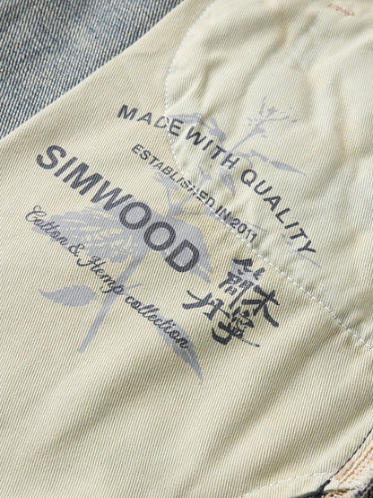 SIMWOOD High Standard 2026 Spring New 13oz Cotton Hemp Washed Vintage Jeans for Men,Classic Retro Casual Denim Trousers
