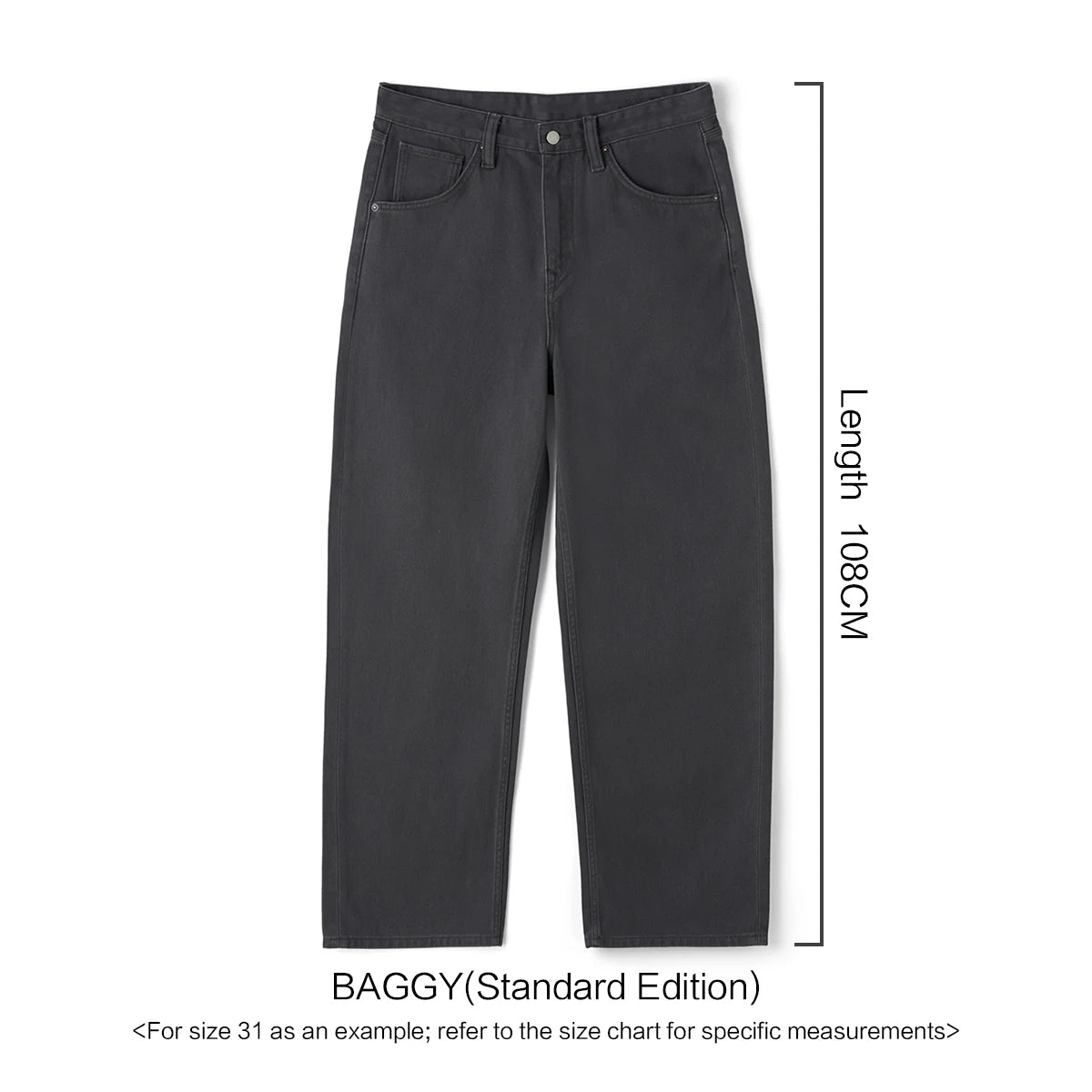 SIMWOOD 2026 Spring New Baggy Fit 11.3oz  Cotton Fabric Jeans Men Plus Size Casual Denim Chinos Pants