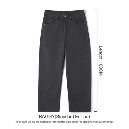 SIMWOOD 2026 Spring New Baggy Fit 11.3oz  Cotton Fabric Jeans Men Plus Size Casual Denim Chinos Pants