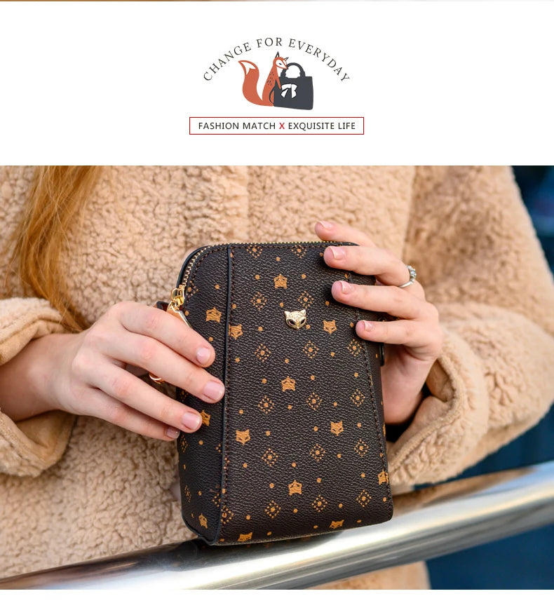 FOXER PVC Women's Cellphone Bag Fashion Signature Shoulder Bag 2026 New Lady Mini Crossbody Purse