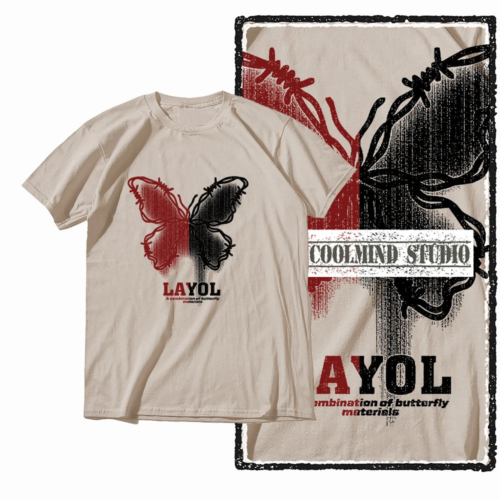 COOLMIND X0111 Butterfly Bliss Graphic Cotton Tee