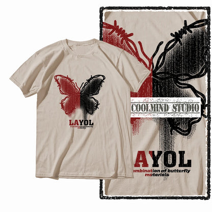 COOLMIND X0111 Butterfly Bliss Graphic Cotton Tee