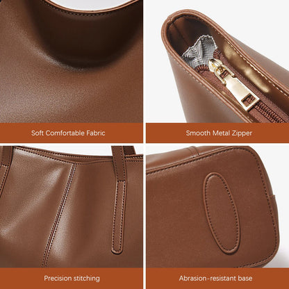 FOXER Lady's Shoulder Bag Split Leather Soft Fabric 2026 New Casual Large Capacity Women Tote Bag Commute Travel Bag All-match