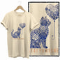 COOLMIND Beige Cat Graphic T-Shirt | Women's Relaxed Fit