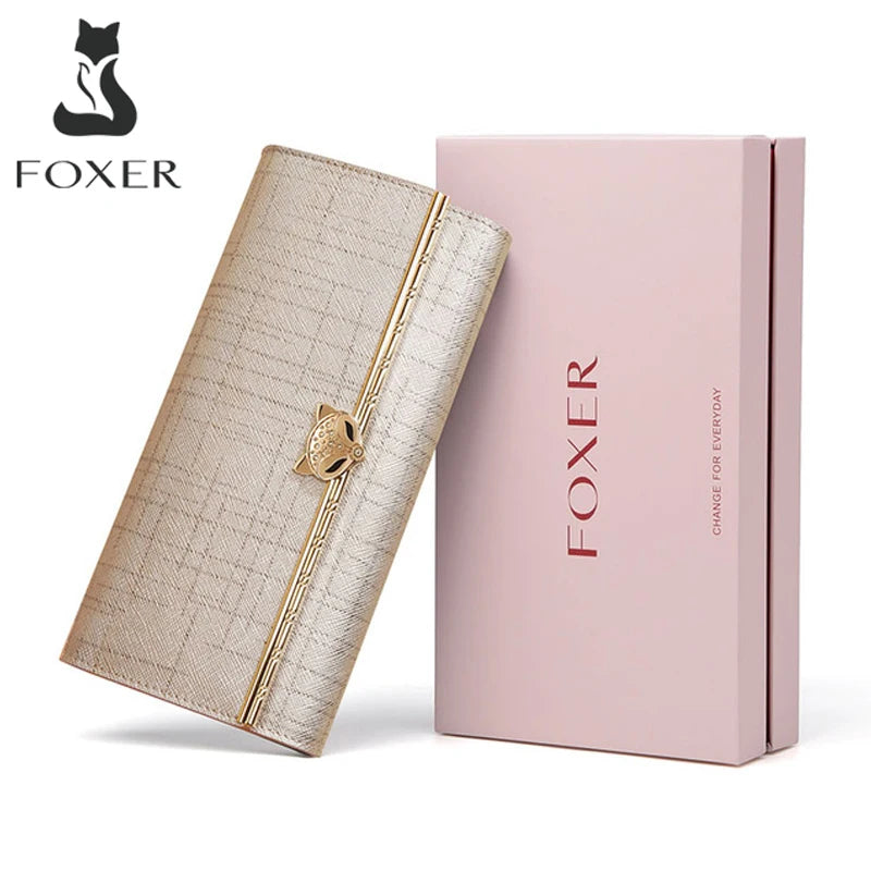 FOXER Women's Split Leather Long Wallet